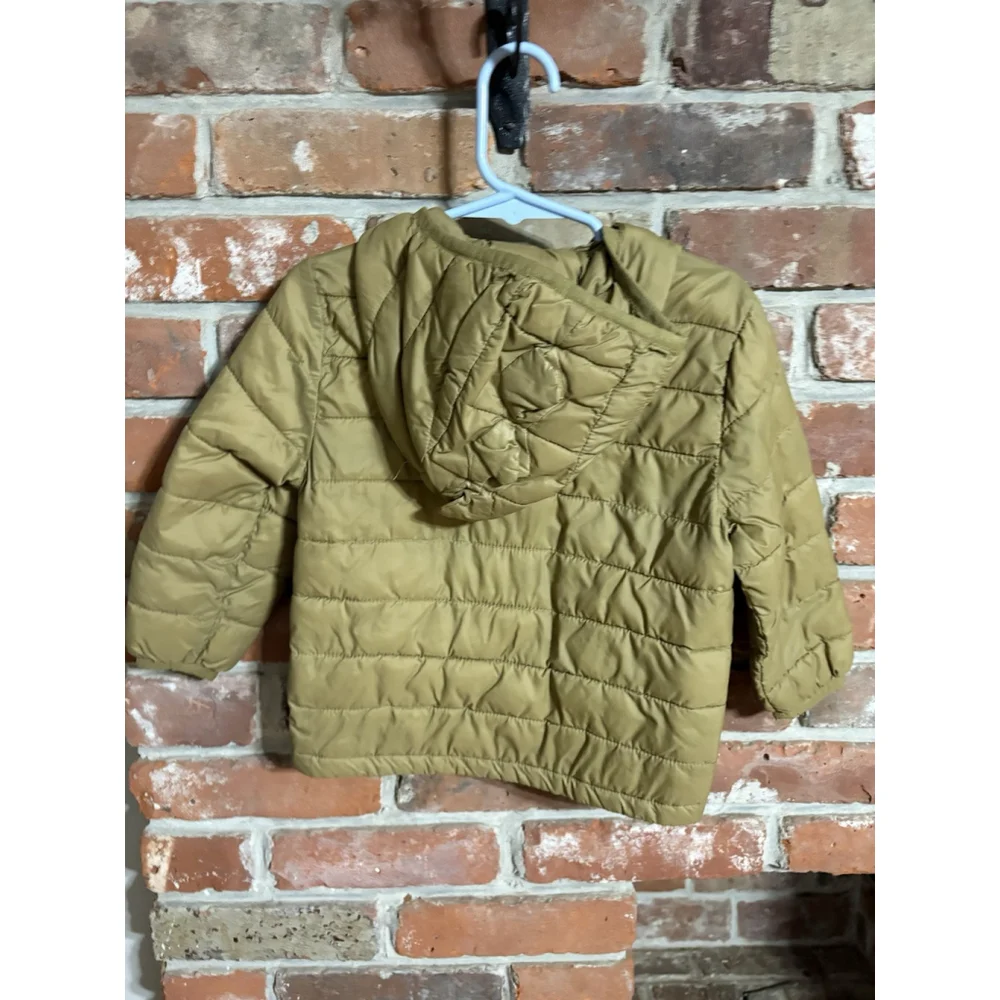 Baby Gap Hooded Puffer Jacket Beige Tan Two Years Preowned Good Condition
